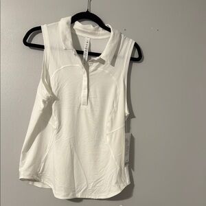 Lululemon Athletica White Sleeveless Polo Tank Top